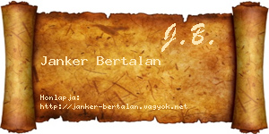 Janker Bertalan névjegykártya